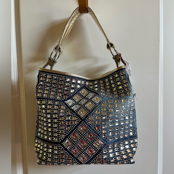 Handbags - NWOT Denim Jeweled Bag
